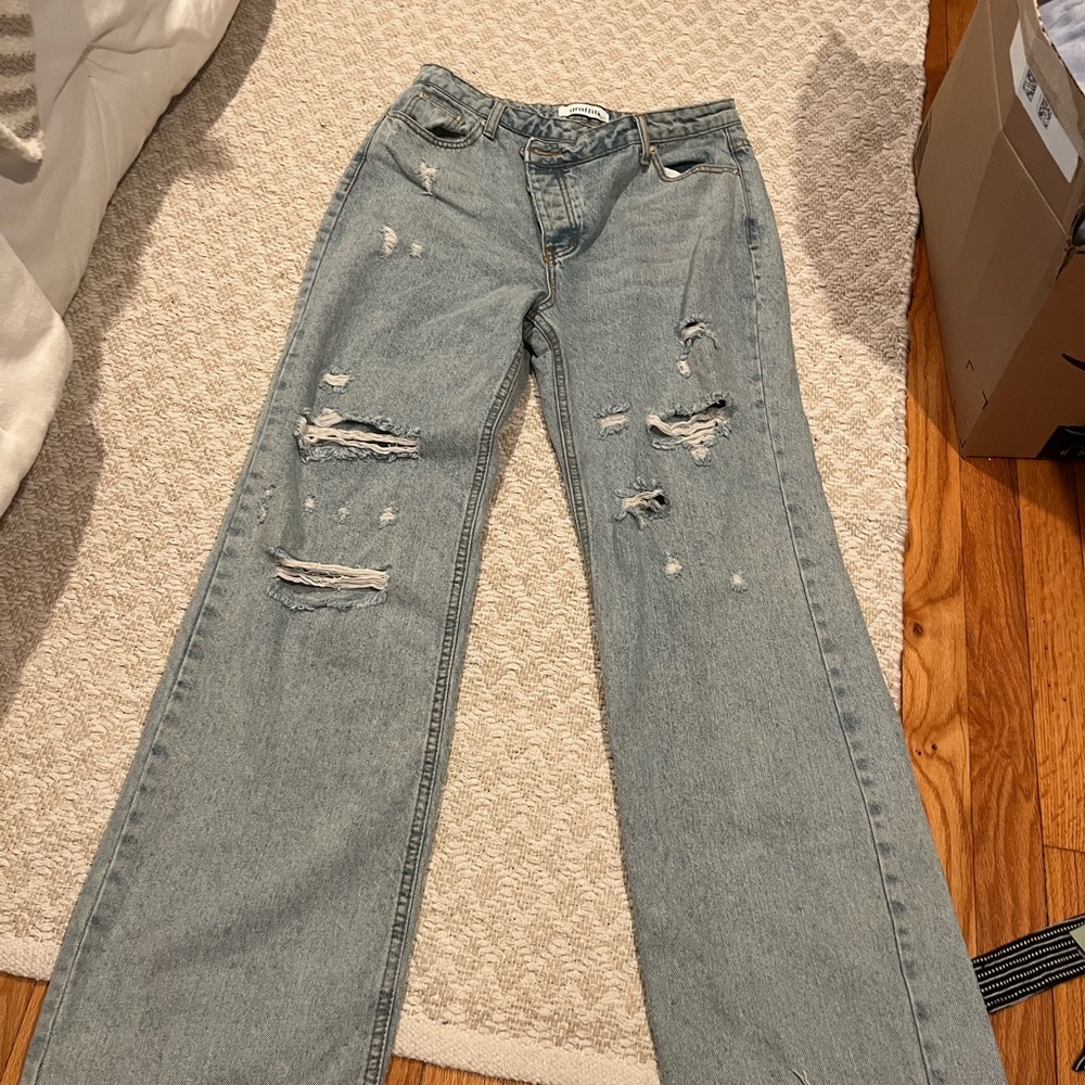 GRAFFITI Straight Leg Jean with Criss Cross Waist